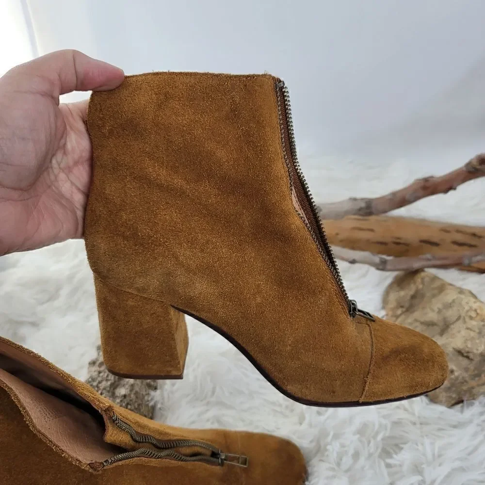 Madewell suede block heel bootie Amalia